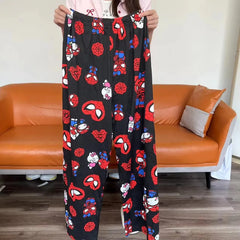 Kawaii Lana Anime Cartoon Casual Pantaloni da casa Autunno