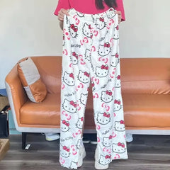 Kawaii Lana Anime Cartoon Casual Pantaloni da casa Autunno